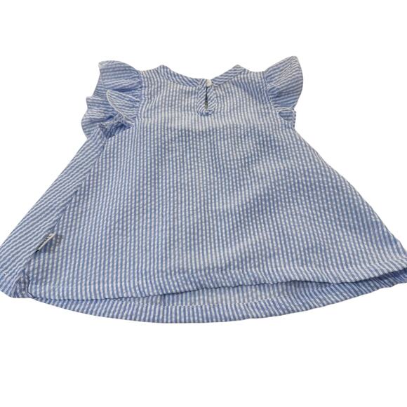 Badgley Mischka Baby Girl 6-9M Blue and White Blouse - Picture 2 of 4